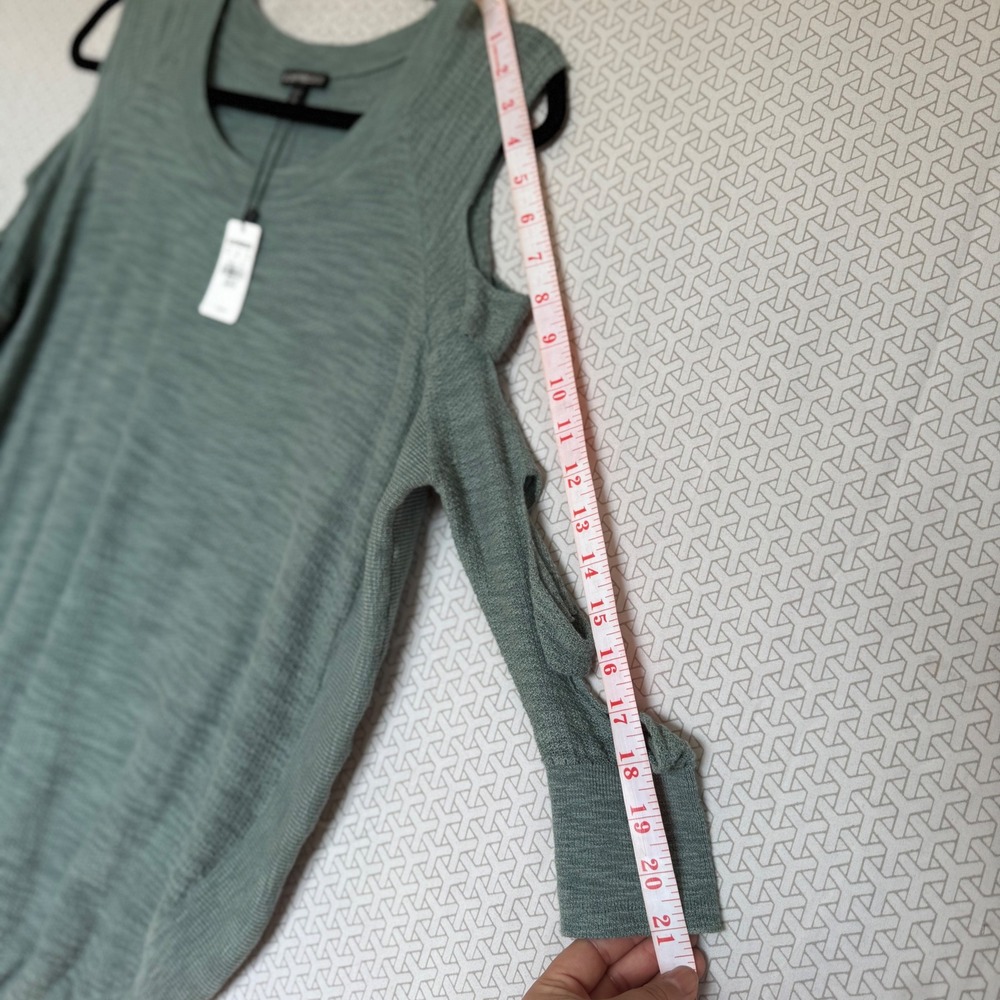 EXPRESS Cold Shoulder Sweater Ribbed Knit Ties Green XS - Picture 8 of 8